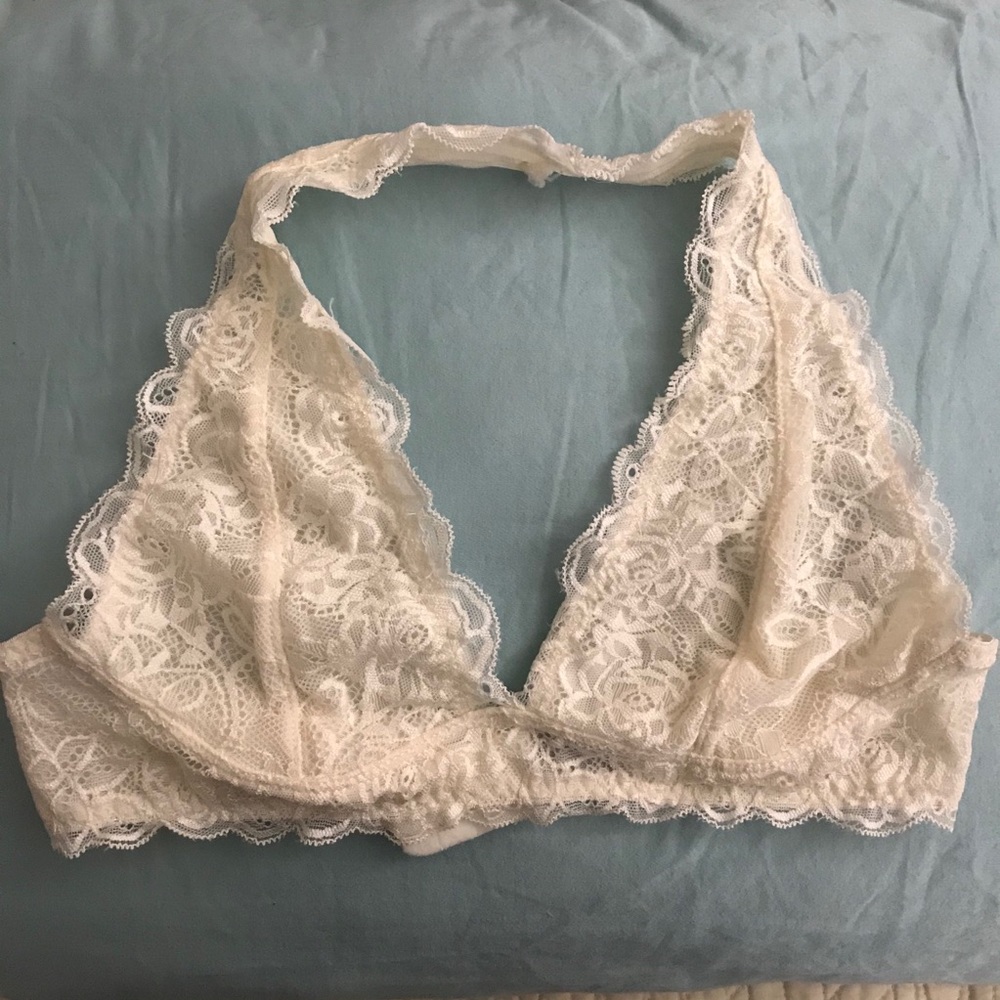 Ivory/white lace bralette halter, NWOT